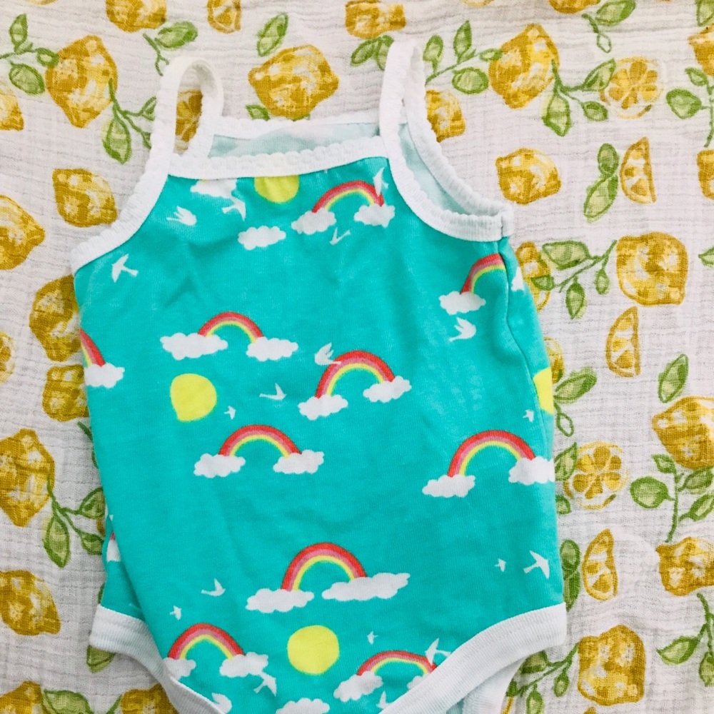 Newborn cat and jack rainbow onesie